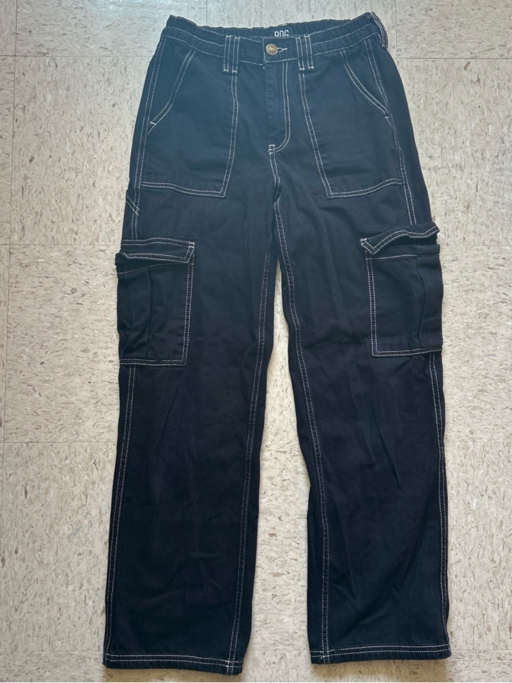BDG Black Cargo Pants with White Contrast Stitching